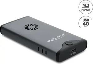 Delock USB Type-C 40 Gbps Gehäuse für 1 x M.2 NVMe PCIe SSD mit Lüfter - werkzeugfrei (42034)
