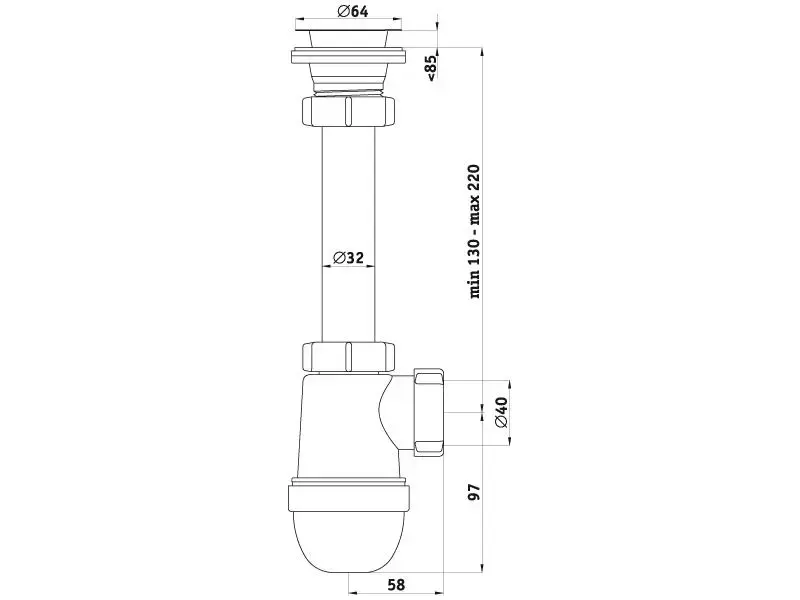 ANI PLAST C1000 Washbasin Siphon 40 mm Photo 3
