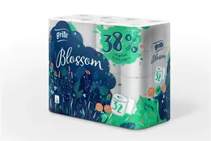 Grite Blossom Toilet Paper, White, 32 Rolls
