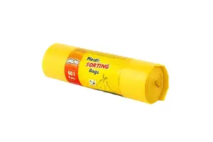 Plasta Garbage Bags, 60L, Yellow, 8 Pieces