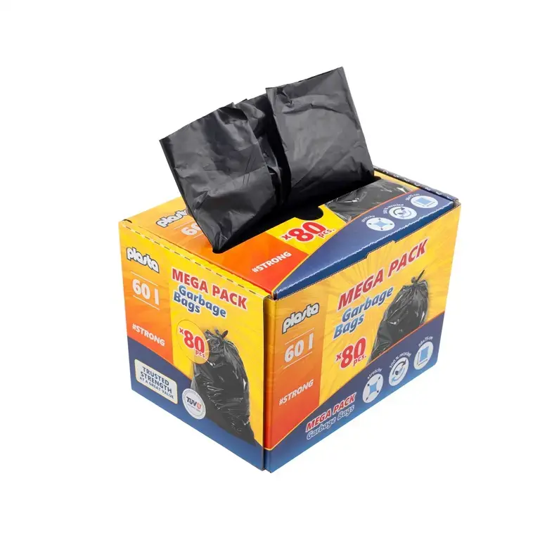 Plasta Mega Pack 60L Garbage Bags, 80 Pieces Photo 2