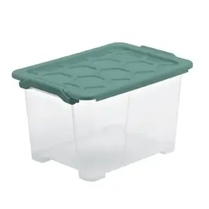 Rotho EVO SAFE Storage Box, Rectangular, Green and Transparent
