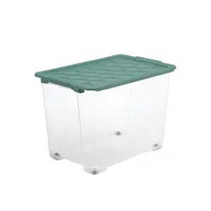 Rotho EVO SAFE Storage Box 65 L Rectangular Green Transparent