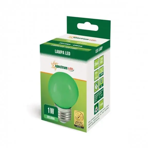 Spectrum P45 LED spuldze, E27, 1W, zaļa Photo 2