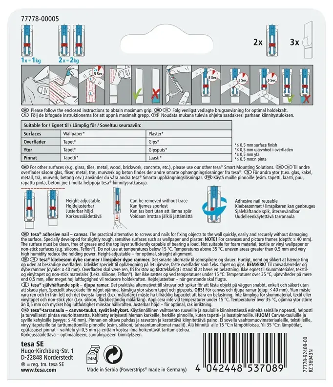 Tesa 77778 Adhesive Hooks for Canvas Photo 2