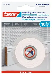 Tesa Double-Sided Adhesive Tape for Wallpaper 1.5m x 19mm