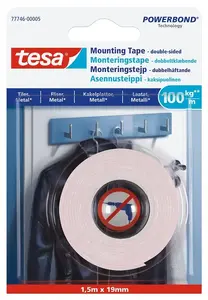 Tesa Double-Sided Mounting Tape for Tiles and Metal 1.5m x 19mm