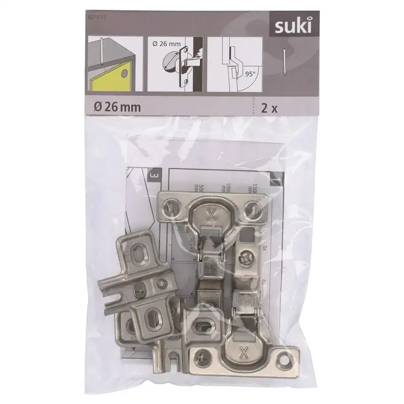 Mēbeļu eņģe Suki 26 mm 95° niķelēta 2 gab. Photo 2