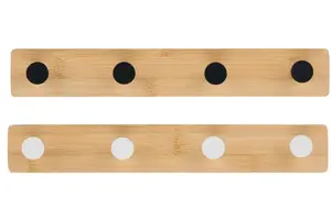 NENURODYTA_V Bamboo Wall Hanger with 4 Hooks