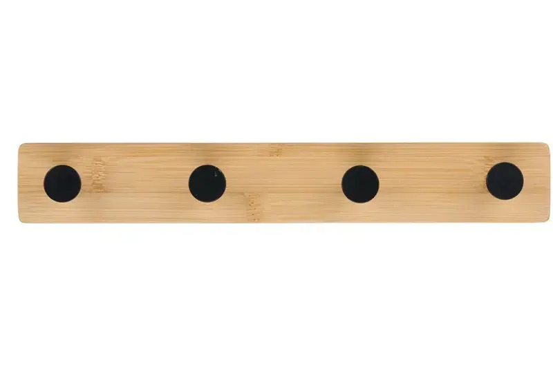 NENURODYTA_V Bamboo Wall Hanger with 4 Hooks Photo 2