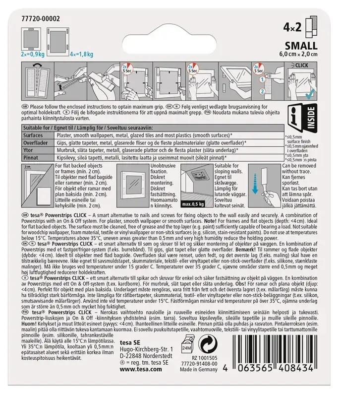 Tesa Power-Strips 77720 Double-Sided Adhesive Strips Photo 2