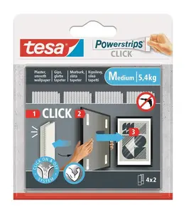 Tesa Power-Strips 77721 Two-Sided Adhesive Strips 60mm x 20mm