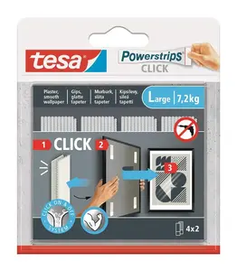 Tesa Power-Strips 77722 Double-Sided Adhesive Strips 85mm x 20mm