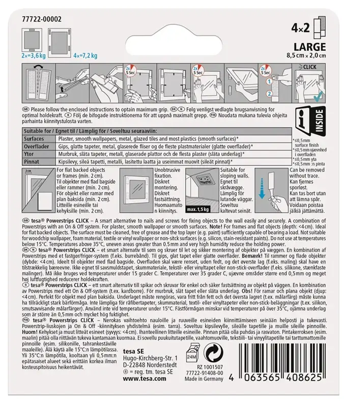 Tesa Power-Strips 77722 Double-Sided Adhesive Strips Photo 2
