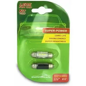 T-WAY LED SV8.5 36mm automašīnu spuldzes, baltas, 2 gabali