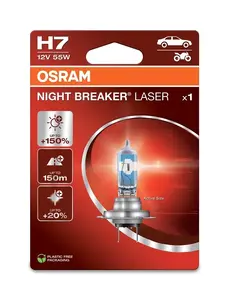 Osram Night Breaker Laser H7 55W 12V PX26D Halogen Headlight Bulb