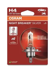 OSRAM Night Breaker Silver H4 60/55W 12V P43t Halogen Headlight Bulb