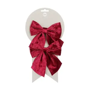 NENURODYTA_V Decorative Bows, Red, 2 Pieces, 12x13 cm