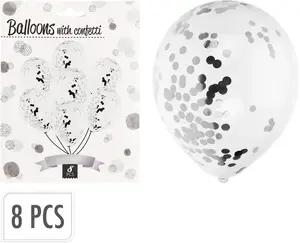NENURODYTA_V Balloon KONFETI, transparent/silver, 8 pcs