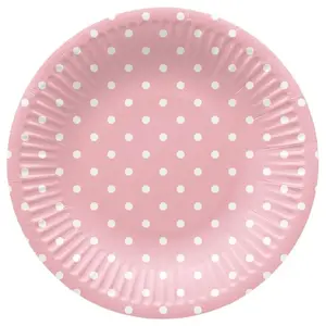 Paw Disposable Plates Pink Dots, 18 cm, 8 pieces