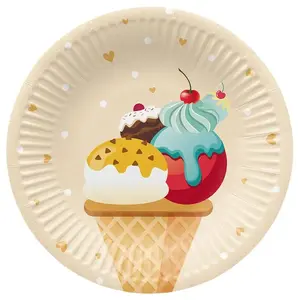 Paw Ice Cream Disposable Paper Plates, 18 cm, 8 Pieces
