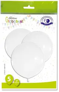 GLOBOLANDIA Balloon, White, 45 cm, 5 Pieces