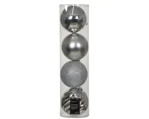 NENURODYTA_V Christmas Tree Ornament, 14 cm, Silver, Plastic, 4 Pieces