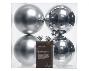 NENURODYTA_V Ziemassvētku eglītes rotājums, 10 cm, sudraba, plastmasa, 4 gabali