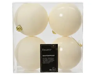 Ziemassvētku eglītes rotājumu komplekts, 10 cm, balts, plastmasa, 4 gab.