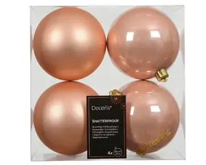 NENURODYTA_V Ziemassvētku eglītes rotājums, persiku krāsa, 10 cm, plastmasa, 4 gabali