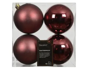 NENURODYTA_V Christmas Tree Ornament, 10 cm, Pink, Plastic, 4 Pieces