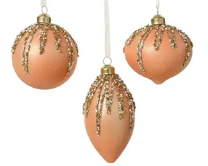NENURODYTA_V Christmas Tree Ornament Peach, 8 cm, Glass