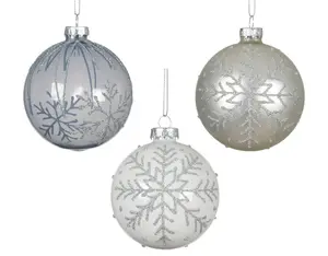 NENURODYTA_V Christmas Tree Ornament Snowflake, 8 cm, Glass