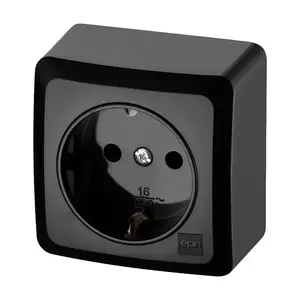 ELEKTROPLAST 3737-09 Schuko Surface Socket, Black