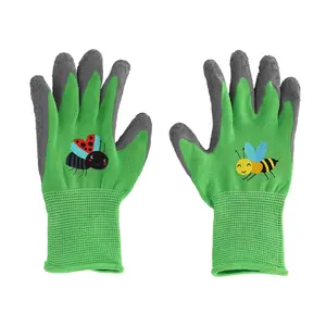 Esschert Design KG265 dārza cimdi bērniem, poliesters un latekss, zaļi un pelēki