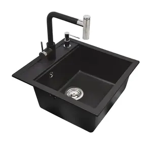 Кухонная мойка HELIKA Tesa SQT100-601W-7783 со смесителем, черная