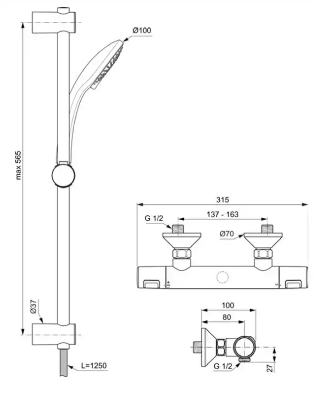 Душевой комплект Ideal Standard A7203AA с термостатом Photo 3