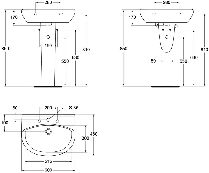 IDEAL STANDA Vidima Ulysse izlietne 60 cm Photo 3