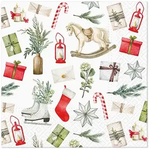 Paw Christmas Paper Napkins, 33x33 cm, 20 pieces