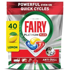 Fairy Platinum Plus Lemon Dishwasher Capsules, 40 Pieces