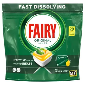 Fairy All in One Lemon trauku mazgājamās mašīnas kapsulas, 29 gab.