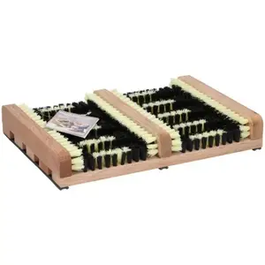 ALPINA Shoe Scraper Brush Mat with Wooden Base