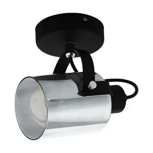 EGLO Berregas Surfaced Lighting Spot, E27, Round, Black and Chrome