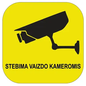 Наклейка предупреждающая о видеонаблюдении 125x125 мм