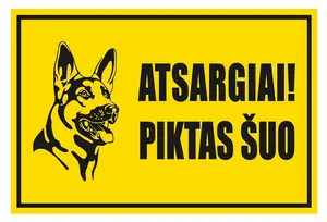 Caution Angry Dog Warning Sticker 180x120mm
