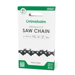 Grimsholm Premium Saw Chain 45 Drive Links 3/8" Pitch 1.1mm Gauge