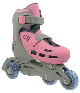 NENURODYTA_V Roller Skates, Adjustable Size 31-34, White/Pink/Grey
