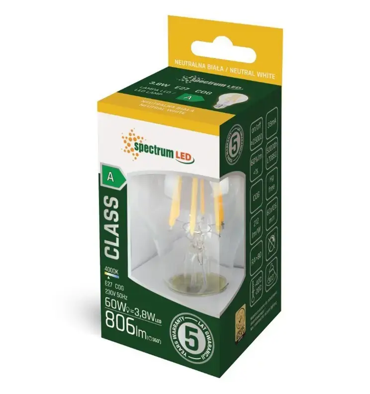 Spectrum A60 LED Bulb E27 3.8W 806LM 4000K Photo 2