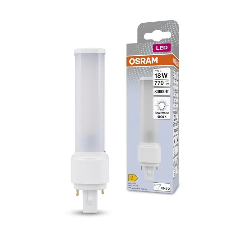 Osram LED spuldze, G24d-2 cokols, 7W
