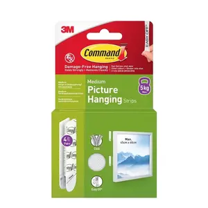 3M Command T17201C Picture Hanging Strips, 4 Pairs